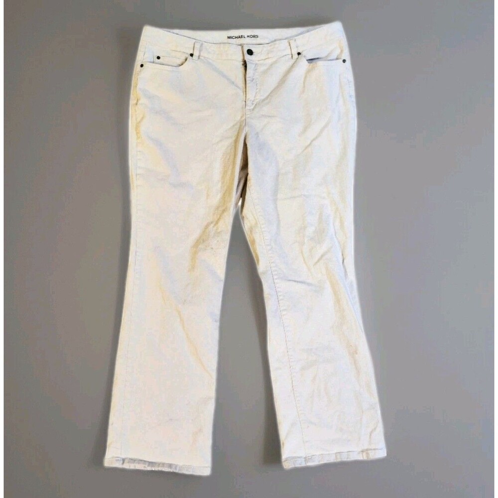 Michael Kors Size 18W Off White Bootcut Jeans Silver Hardware Comfortable
